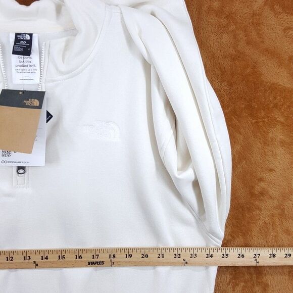 THE NORTH FACE Sweatshirt Mens Large White Dune 1/4 Pullover EVOLUTION Logo - Picture 6 of 8